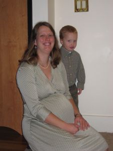 Look at that ginormous belly -- and that little boy standing next to me fit in it at one point. Please do not look at my chin/s.